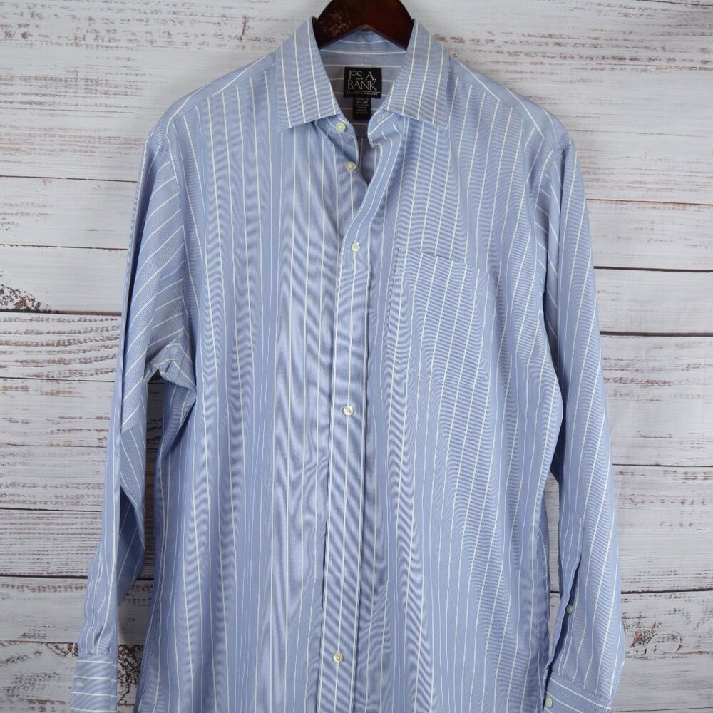 Jos. A. Bank Traveler Tailored Fit Shirt 16.5 34 Striped Button Down EUC